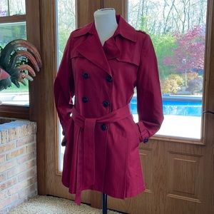 DKNY Maroon Women’s Double Breasted Trench Coat